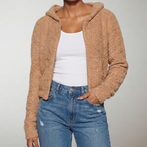 SKIMS Cozy Knit Full-Zip Hoodie Teddy Jacket Camel L/XL